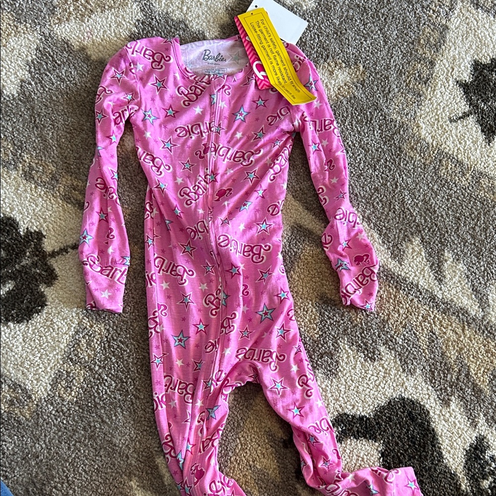 Barbie Pink Starry Kids Pajama Footies